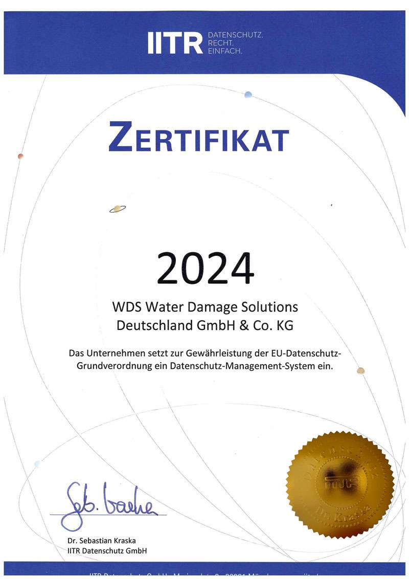 IITR Zertifikat für Datenschutz WDS